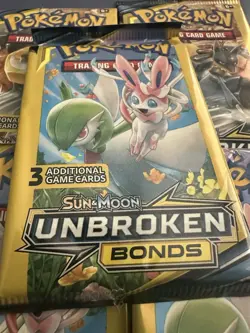 Pokemon Sun & Moon Unbroken Bonds 3 Card Mini Booster Pack - 5 Packs - Art Set - Image 1
