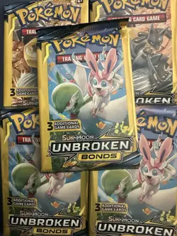 Pokemon Sun & Moon Unbroken Bonds 3 Card Mini Booster Pack - 5 Packs - Art Set - Image 3