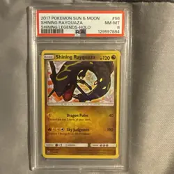 Pokemon TCG Shining Rayquaza Holo Rare Card Shining Legends 56/73 PSA 8 NM MT - Image 1