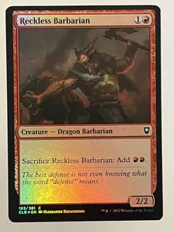 Reckless Barbarian Commander Legends: Battle for Baldur's Gate Foil MTG NM - Image 1