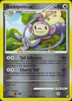 Ambipom 3/123 Reverse Holo Rare Mysterious Treasures Pokemon Card LP - Image 1