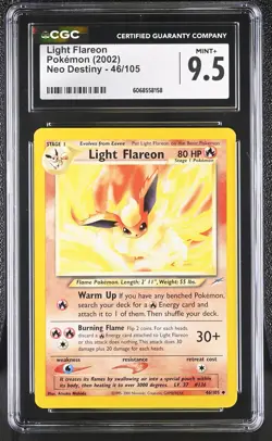 CGC 9.5 MINT+ Light Flareon 2002 Neo Destiny 46/105 Pokemon Card - Image 1