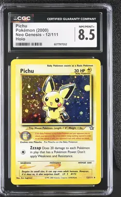 CGC 8.5 Pichu 2000 Neo Genesis 12/111 Holo SWIRL Pokemon Card - Image 1
