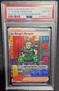 2025 POKEMON MEG EN-MEGA EVOLUTION #185 LT. SURGE'S BARGAIN PSA 10 - Image 1