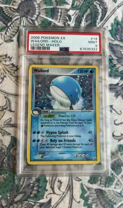 Pokemon Wailord 14/92 Holo Rare EX Legend Maker Swirl PSA 9 MINT - Image 1