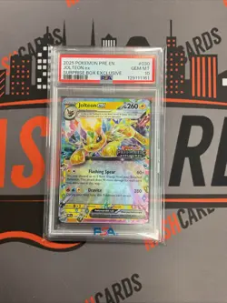 2025 Pokemon Jolteon Prismatic Evolutions 030/141 Stamp Surprise Box Ex. PSA 10 - Image 1