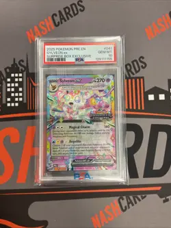 2025 POKEMON PRISMATIC EVOLUTIONS #041 SYLVEON STAMPED SURPRISE BOX PSA 10 - Image 1