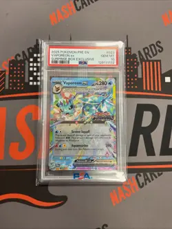Pokemon TCG 2025 Prismatic Evolutions Vaporeon EX 023/131 SURPRISE BOX PSA 10 - Image 1