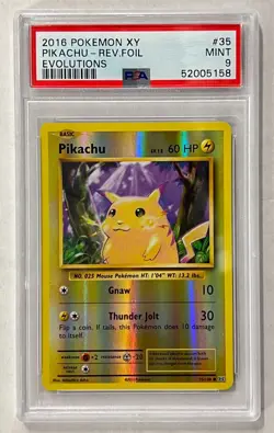 2016 Pokemon XY Evolutions Pikachu W/Reverse Holo 35/108 PSA 9 & Non Holo 10 - Image 3