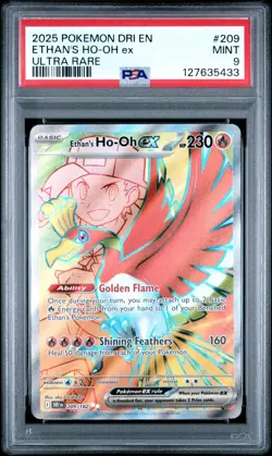 2025 POKEMON DRI EN-DESTINED RIVALS ULTRA RARE #209 ETHAN'S HO-OH EX PSA 9 - Image 1