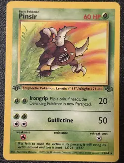 Pinsir 1st Edition Jungle 25/64 Non-Holo Pokemon Card WOTC 1999 Vintage TCG - Image 1