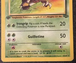 Pinsir 1st Edition Jungle 25/64 Non-Holo Pokemon Card WOTC 1999 Vintage TCG - Image 3