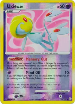 Uxie 18/123 Reverse-Holo Mysterious Treasures Pokemon Card LP - Image 1