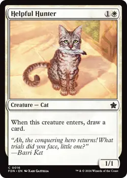 MTG Helpful Hunter FDN C Creature Cat NM - Image 1