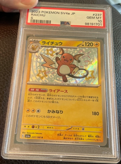 PSA 10 GEM 💎 JAPANESE POKEMON 2023 RAICHU 237/190 SHINY TREASURE ex SV4a - Image 1