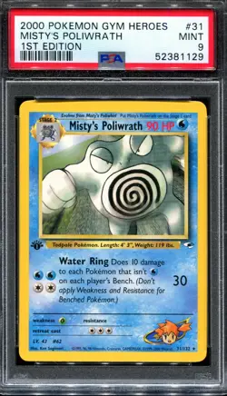 PSA 9 Pokemon 2000 1st Edition Gym Heroes Misty's Poliwrath #31 - Image 1