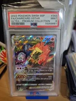 2022 POKEMON SWSH BLACK STAR PROMO 262 FULL ART/CHARIZARD VSTAR PSA 9 70059661 - Image 1