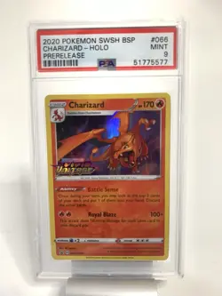 2020 POKEMON SWSH #066 CHARIZARD HOLO PSA 9 MINT PROMO PRERELEASE BLACK STAR - Image 1