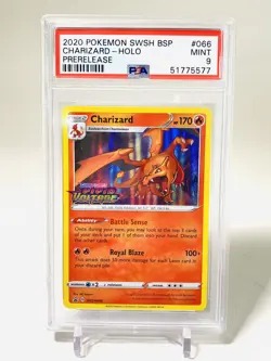 2020 POKEMON SWSH #066 CHARIZARD HOLO PSA 9 MINT PROMO PRERELEASE BLACK STAR - Image 2