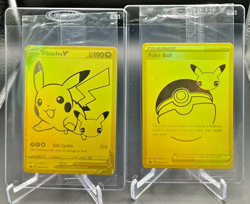 POKEMON CELEBRATIONS UPC GOLD PROMO POKEBALL & PIKACHU V SET SWSH146 & SWSH145 C - Image 1