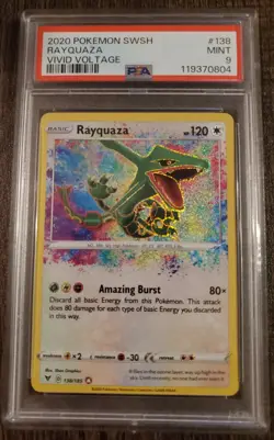 2020 Pokemon Sword & Shield Vivid Voltage RAYQUAZA #138/185 PSA 9 MINT - Image 1