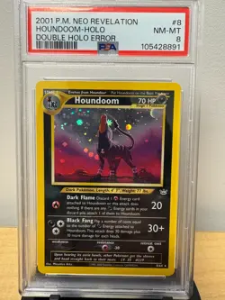 2001 Pokemon Houndoom Neo Revelation DOUBLE HOLO ERROR 8/64 PSA 8 - Image 1