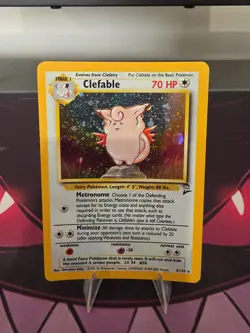 Clefable 5/130 Pokemon TCG Base Set 2 Holo Rare LP Swirl - Image 1
