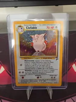 Clefable 5/130 Pokemon TCG Base Set 2 Holo Rare LP Swirl - Image 3