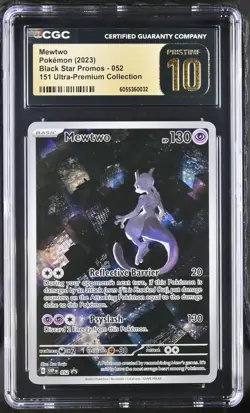 POKEMON English Mewtwo 052 2023 Black Star Promo 151 Holo CGC PRISTINE 10 - Image 1