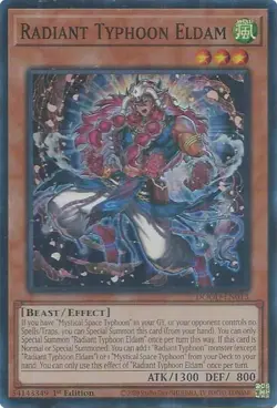 YuGiOh Radiant Typhoon Eldam Super Rare 1st Edition NM (DOOD) - Image 1