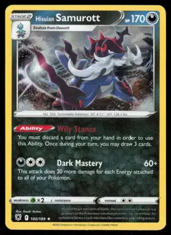 Hisuian Samurott 100/189 Holo Rare Pokemon 2018 Astral Radiance NM - Image 1