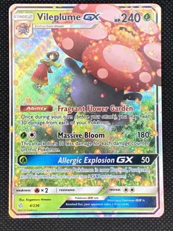 2019 Pokemon TCG Vileplume GX #4/236 SM Cosmic Eclipse Holo Ultra Rare LP - Image 1