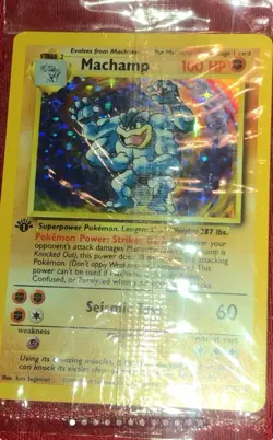 Pokemon TCG Cosmos Holo Machamp Base Set 8/102 Holo 1st Edition Holo Rare Sealed - Image 2