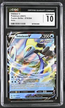 ?? CGC 10 Inteleon V 078/264 2021 Fusion Strike Holo Pokemon Card - Image 1