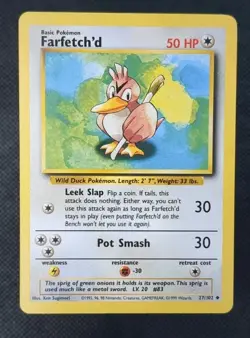 FARFETCH'D 27/102 Base Set Pokemon Card LP-EXC BUY 2 CARDS GET 1 FREE! - Image 1