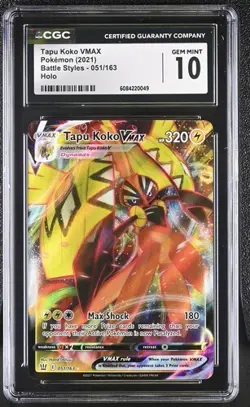 ?? CGC 10 Tapu Koko VMAX 051/163 Battle Styles Pokemon Card English - Image 1