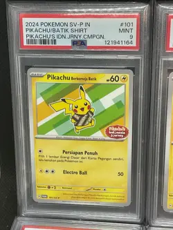 SEQ Set PSA 9/10 Pikachu Batik 101 154 155 190 Indonesia Journey Promo Pokemon - Image 2