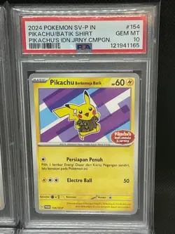 SEQ Set PSA 9/10 Pikachu Batik 101 154 155 190 Indonesia Journey Promo Pokemon - Image 3