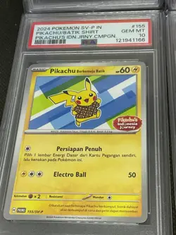 SEQ Set PSA 9/10 Pikachu Batik 101 154 155 190 Indonesia Journey Promo Pokemon - Image 4