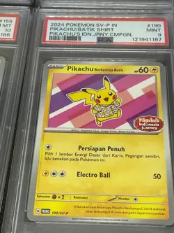 SEQ Set PSA 9/10 Pikachu Batik 101 154 155 190 Indonesia Journey Promo Pokemon - Image 5
