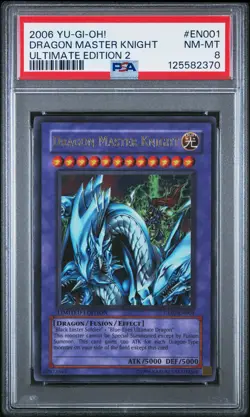 2006 YU-GI-OH! ULTIMATE ED 2 #EN001 DRAGON MASTER KNIGHT PSA 8 - Image 1