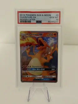 PSA 10 Charizard GX 9/68 Pokemon Hidden Fates Full Art Holo Card - Image 1