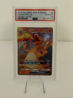 PSA 10 Charizard GX 9/68 Pokemon Hidden Fates Full Art Holo Card - Image 5