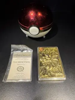 Pokemon Mewtwo 23k Gold-Plated Sealed Burger King 1999 Card & Ball - Image 1