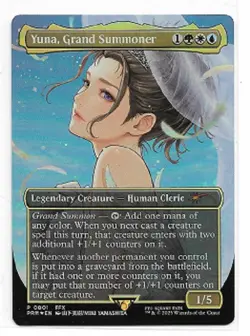 MTG magic cards 1x Yuna, Grand Summoner borderless commander holiday box Foil pr - Image 1
