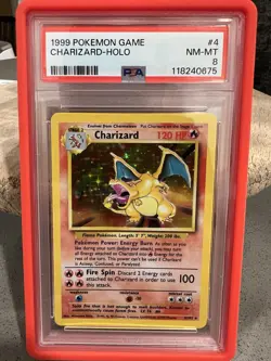 1999 Pokemon TCG Charizard Holo Rare Card Base Set 4/102 PSA 8 NM-MT Vintage - Image 3