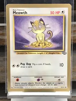 Meowth 56/64 Gold Bordered Rare 1999 Fruit Roll Promo Meowth - Pokemon Card Rare - Image 1