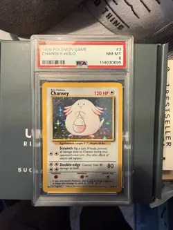 1999 Chansey Base Set Holo Rare Unlimited Pokemon TCG Card 03/102 PSA 8 NM MT - Image 1