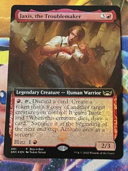 MTG - 1x Jaxis, the Trouble Maker - Extended foil Buy a Box Promo New Capenna NM - Image 1