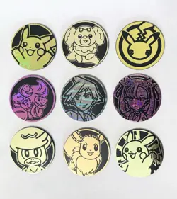 Lot of 9 Official Pokemon TCG Coins (Celebrations, Eevee, Pikachu) NO DUPLICATES - Image 1
